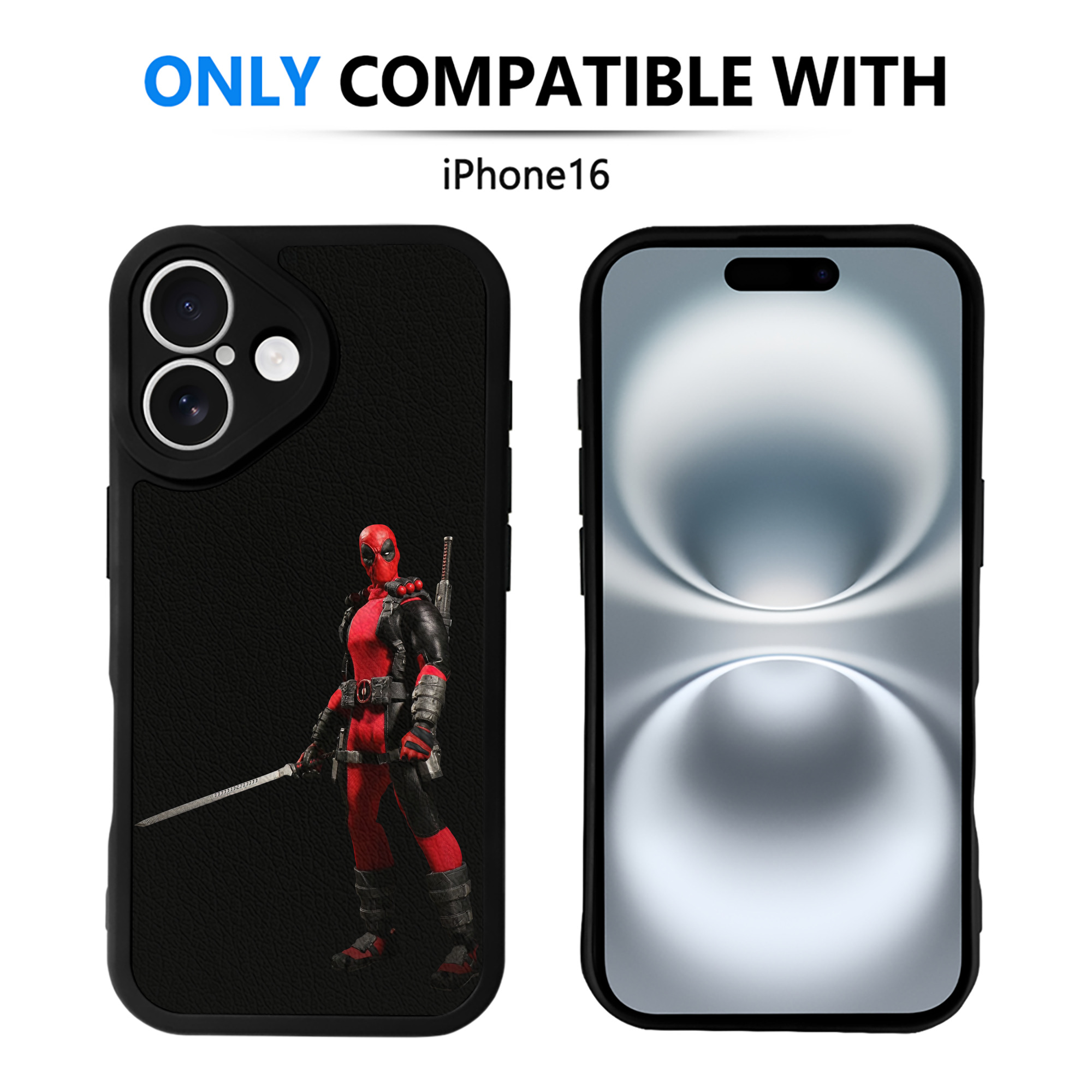 （画像用） Deadpool デッドプール 【iPhone 16シリーズ対応】シリコンスマホケース（レザー調） 材質：シリコン
